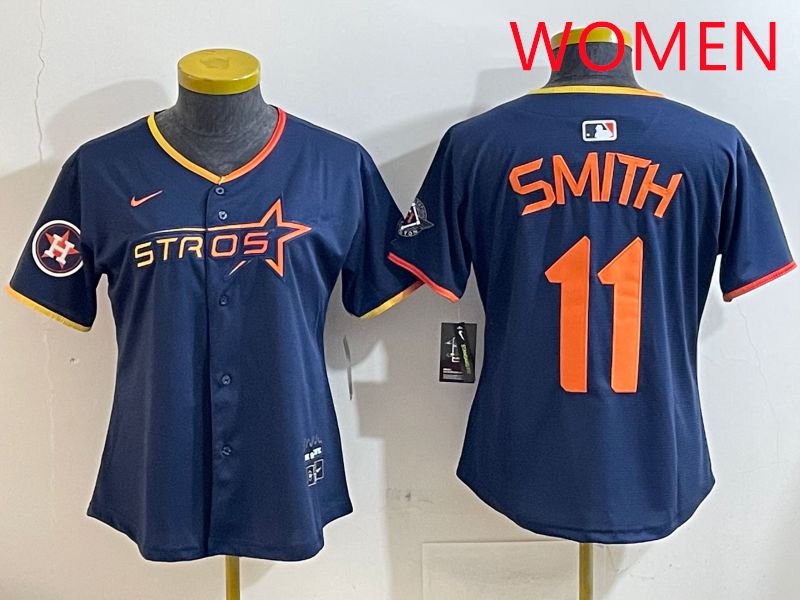 Women Houston Astros #11 Smith Blue three generations Joint Name Nike 2025 MLB Jersey style 12->women mlb jersey->Women Jersey